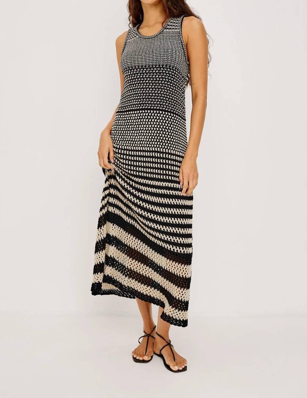 NEW RAILS yvette dress in onyx ivory stripe